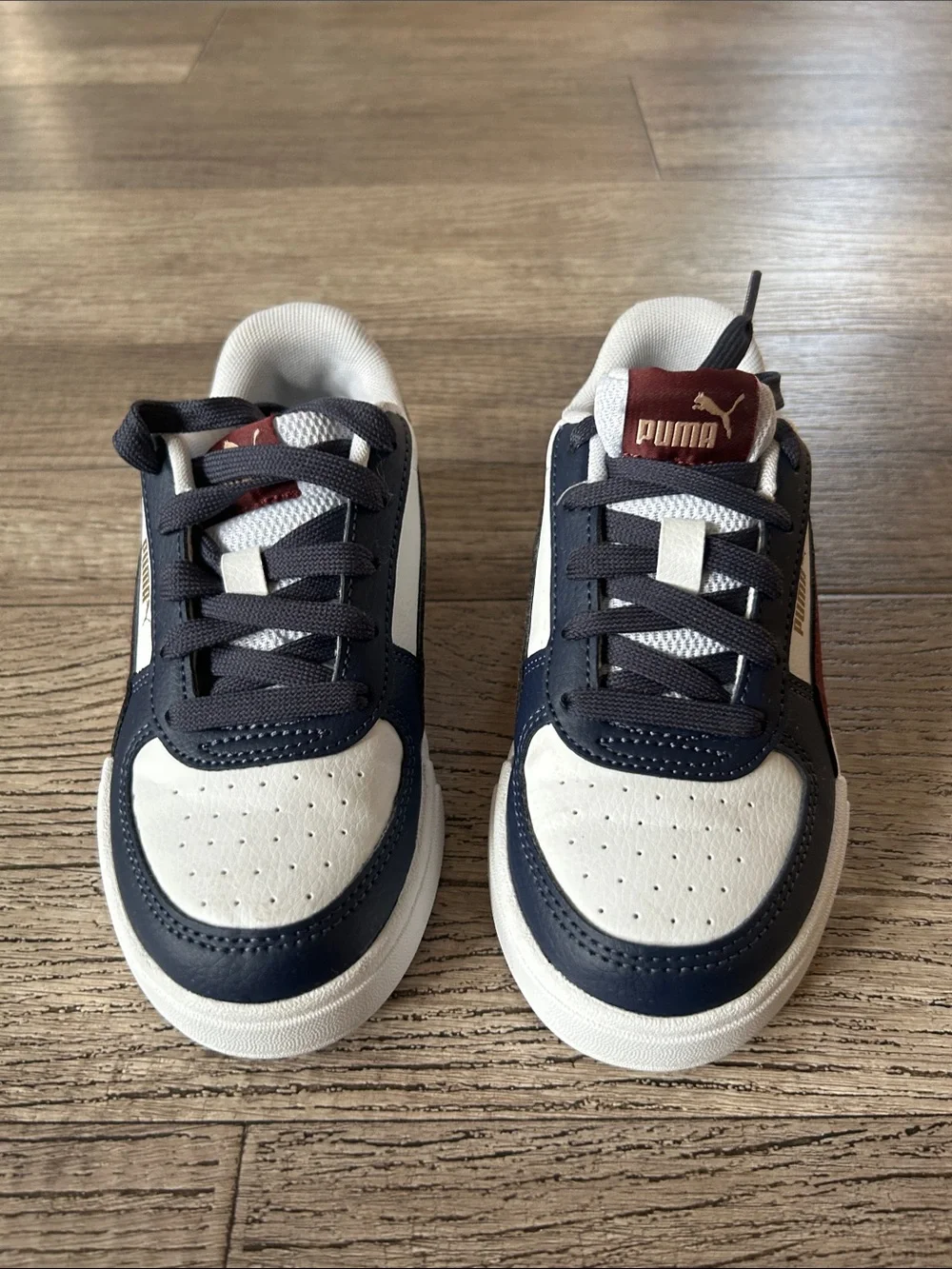 Puma Kids White Navy Burgundy Low-Top Sneakers